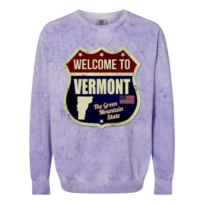 Vermont Vintage Metal Road Sign Logo Colorblast Crewneck Sweatshirt