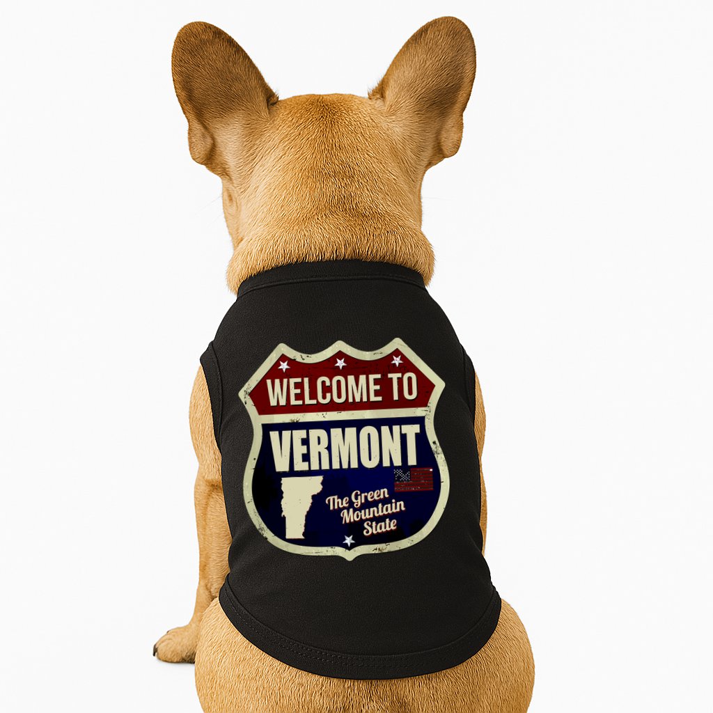 Vermont Vintage Metal Road Sign Logo Doggie Tank
