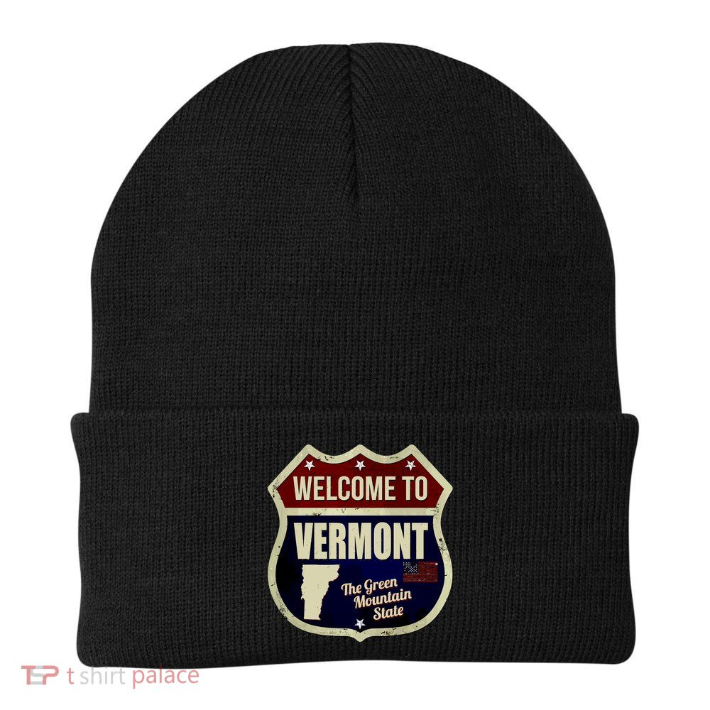 Vermont Vintage Metal Road Sign Logo Beanie