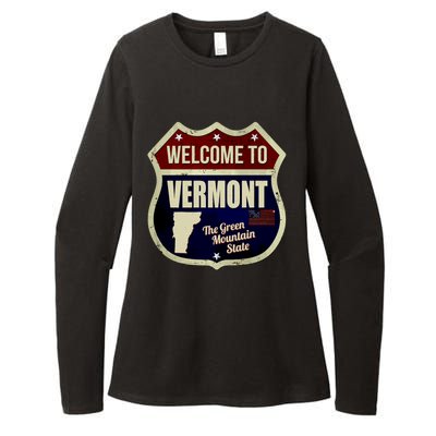 Vermont Vintage Metal Road Sign Logo Womens CVC Long Sleeve Shirt