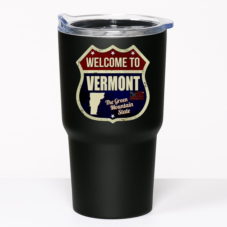 Vermont Vintage Metal Road Sign Logo Tumbler