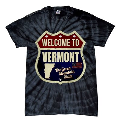 Vermont Vintage Metal Road Sign Logo Tie-Dye T-Shirt