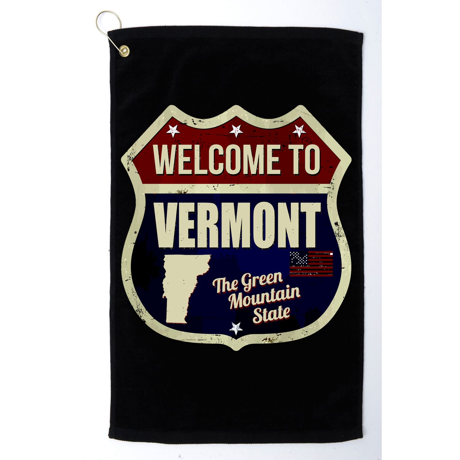 Vermont Vintage Metal Road Sign Logo Golf Towel