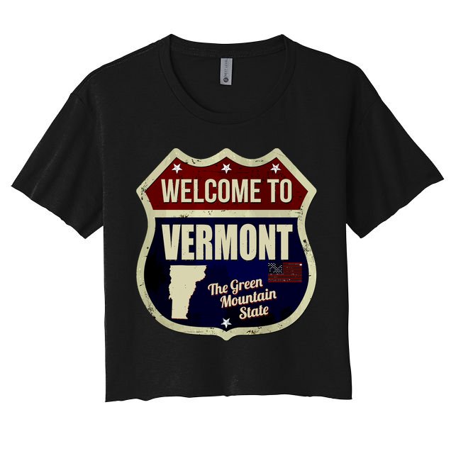 Vermont Vintage Metal Road Sign Logo Crop Top