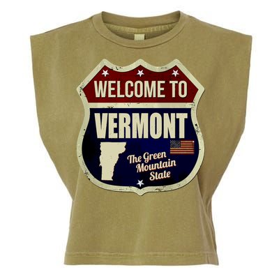 Vermont Vintage Metal Road Sign Logo Garment-Dyed Women's Muscle Tee