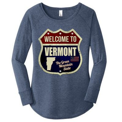 Vermont Vintage Metal Road Sign Logo Women's Perfect Tri Tunic Long Sleeve Shirt