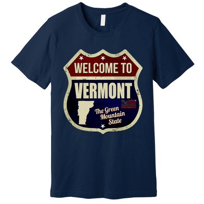 Vermont Vintage Metal Road Sign Logo Premium T-Shirt