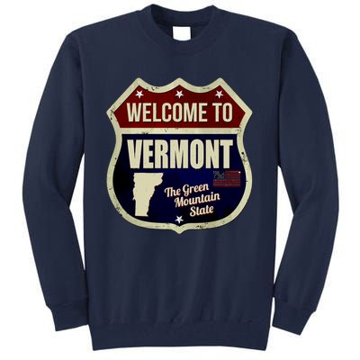 Vermont Vintage Metal Road Sign Logo Tall Sweatshirt