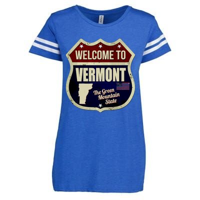 Vermont Vintage Metal Road Sign Logo Enza Ladies Jersey Football T-Shirt