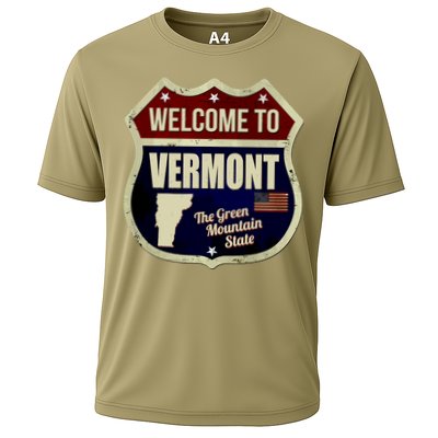 Vermont Vintage Metal Road Sign Logo Performance Shirt