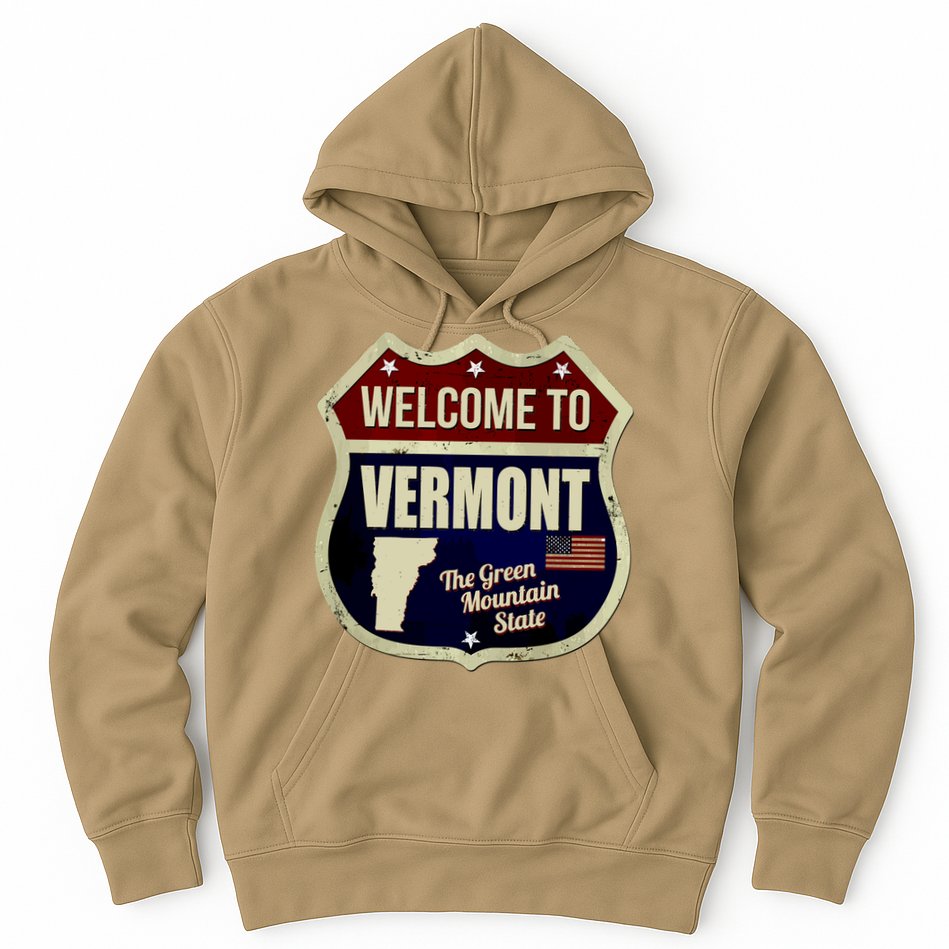 Vermont Vintage Metal Road Sign Logo Hoodie