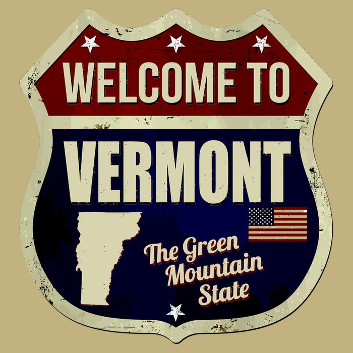 Vermont Vintage Metal Road Sign Logo Button
