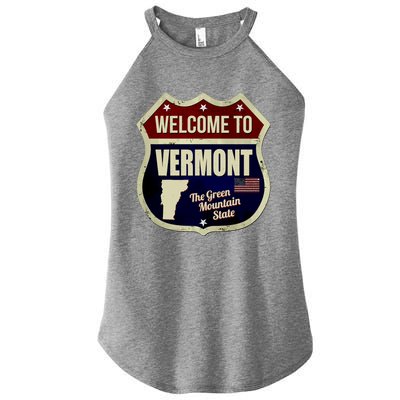 Vermont Vintage Metal Road Sign Logo Women's Perfect Tri Rocker Tank