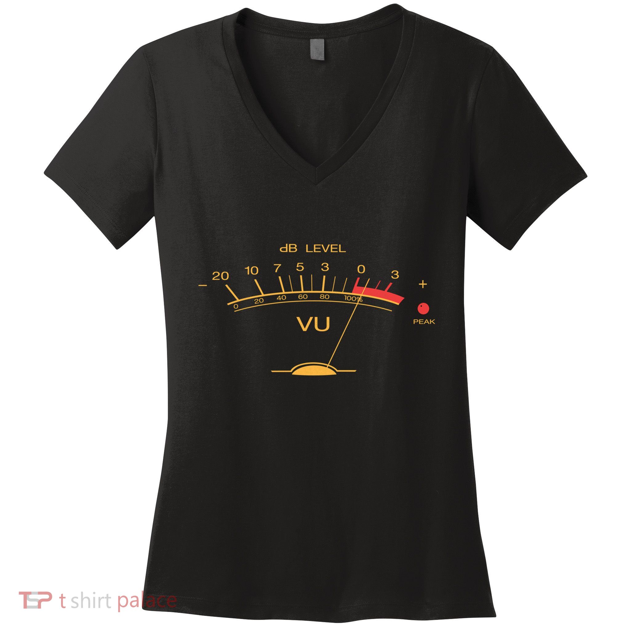 Volume Vu Meter Vintage Audio Engineer Recording Studio Gear Head Musician Guita Women's V-Neck T-Shirt