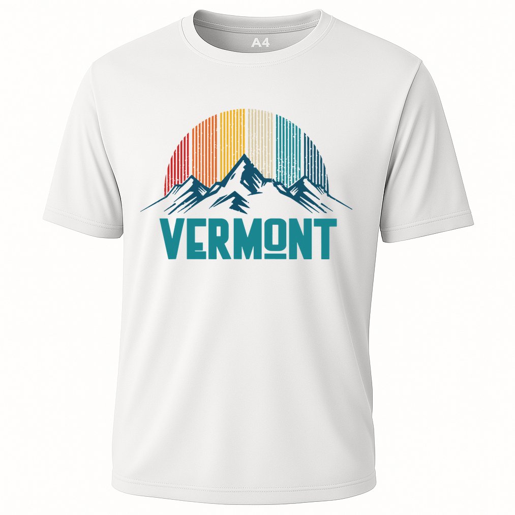 Vermont Vintage Mountains Nature Hiking Souvenir Gift Cooling Performance Crew T-Shirt
