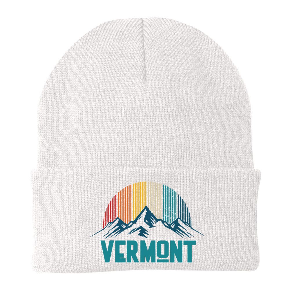 Vermont Vintage Mountains Nature Hiking Souvenir Gift Beanie