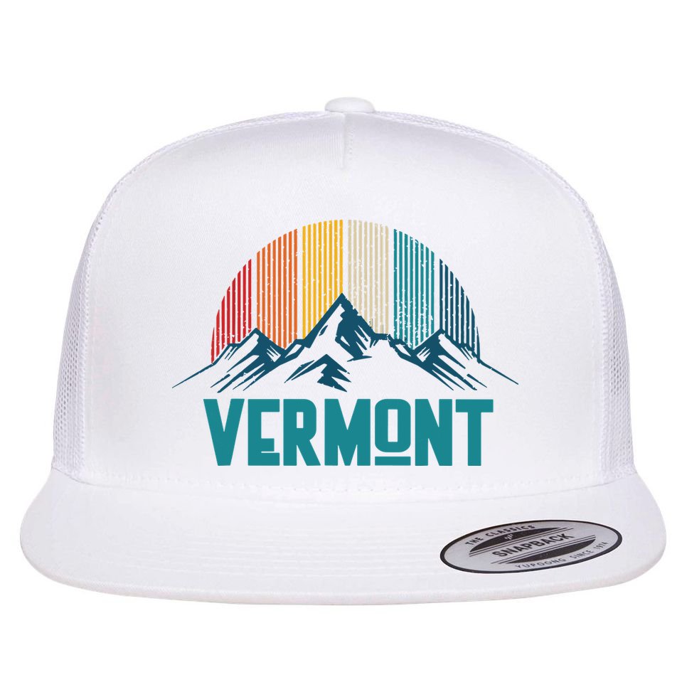 Vermont Vintage Mountains Nature Hiking Souvenir Gift Flat Bill Trucker Hat