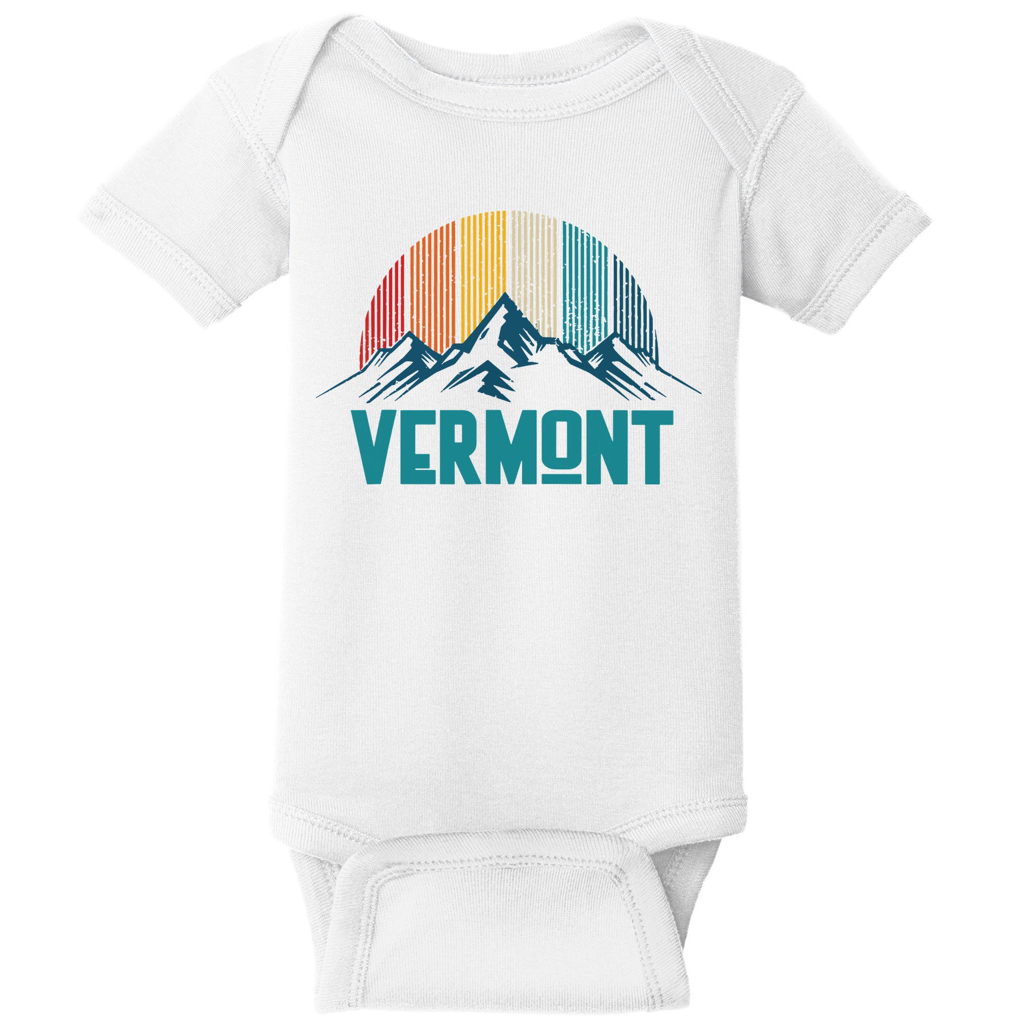 Vermont Vintage Mountains Nature Hiking Souvenir Gift Baby Bodysuit
