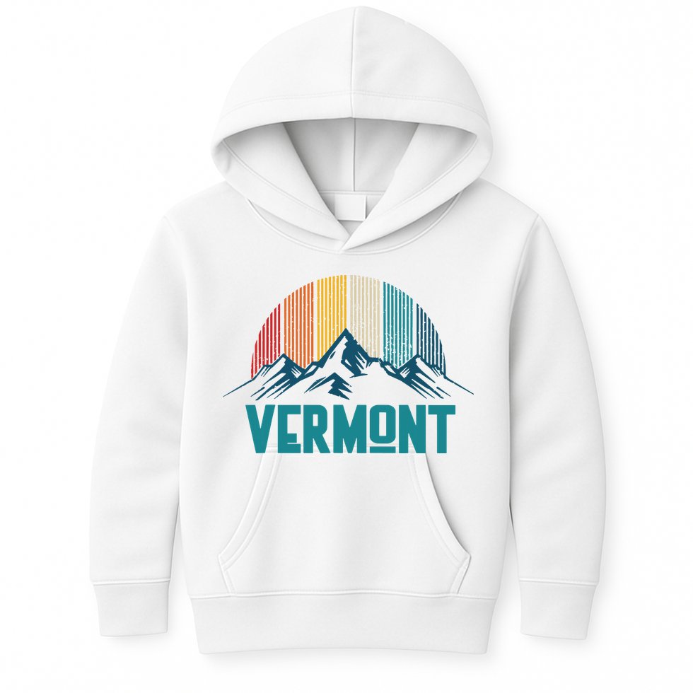 Vermont Vintage Mountains Nature Hiking Souvenir Gift Kids Hoodie