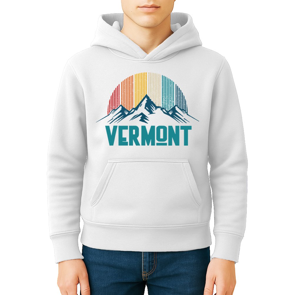 Vermont Vintage Mountains Nature Hiking Souvenir Gift Kids Hoodie