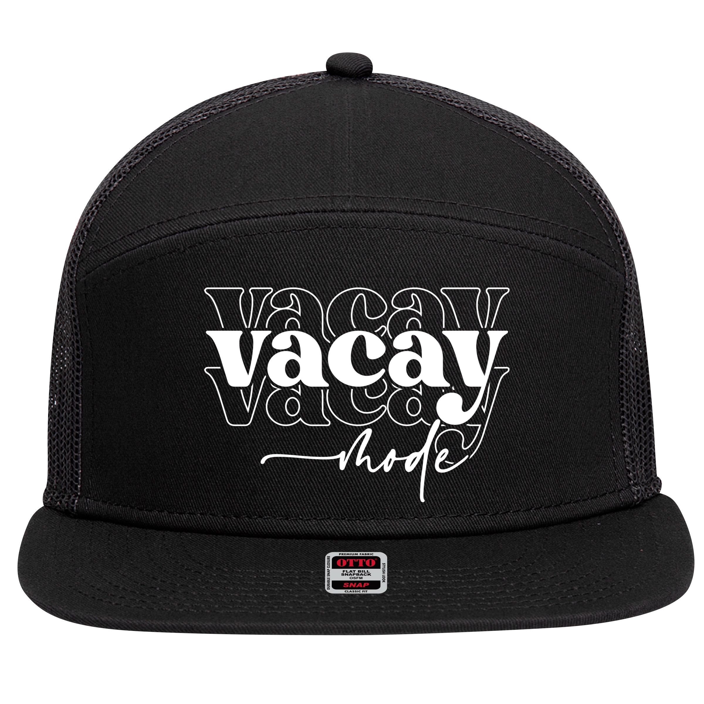 Vacay Vacation Mode On 7 Panel Mesh Trucker Snapback Hat