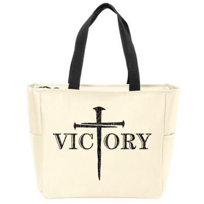 Vintage Victory Nails Cross Jesus Zip Tote Bag