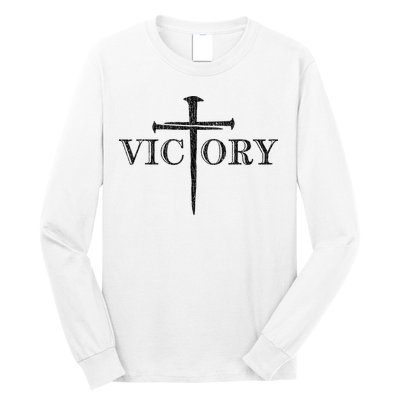 Vintage Victory Nails Cross Jesus Long Sleeve Shirt