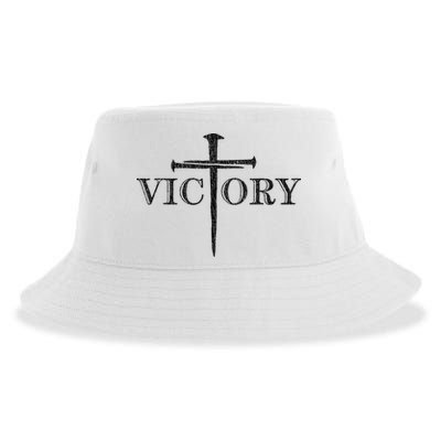 Vintage Victory Nails Cross Jesus Sustainable Bucket Hat
