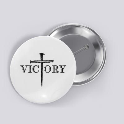 Vintage Victory Nails Cross Jesus Button