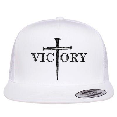 Vintage Victory Nails Cross Jesus Flat Bill Trucker Hat
