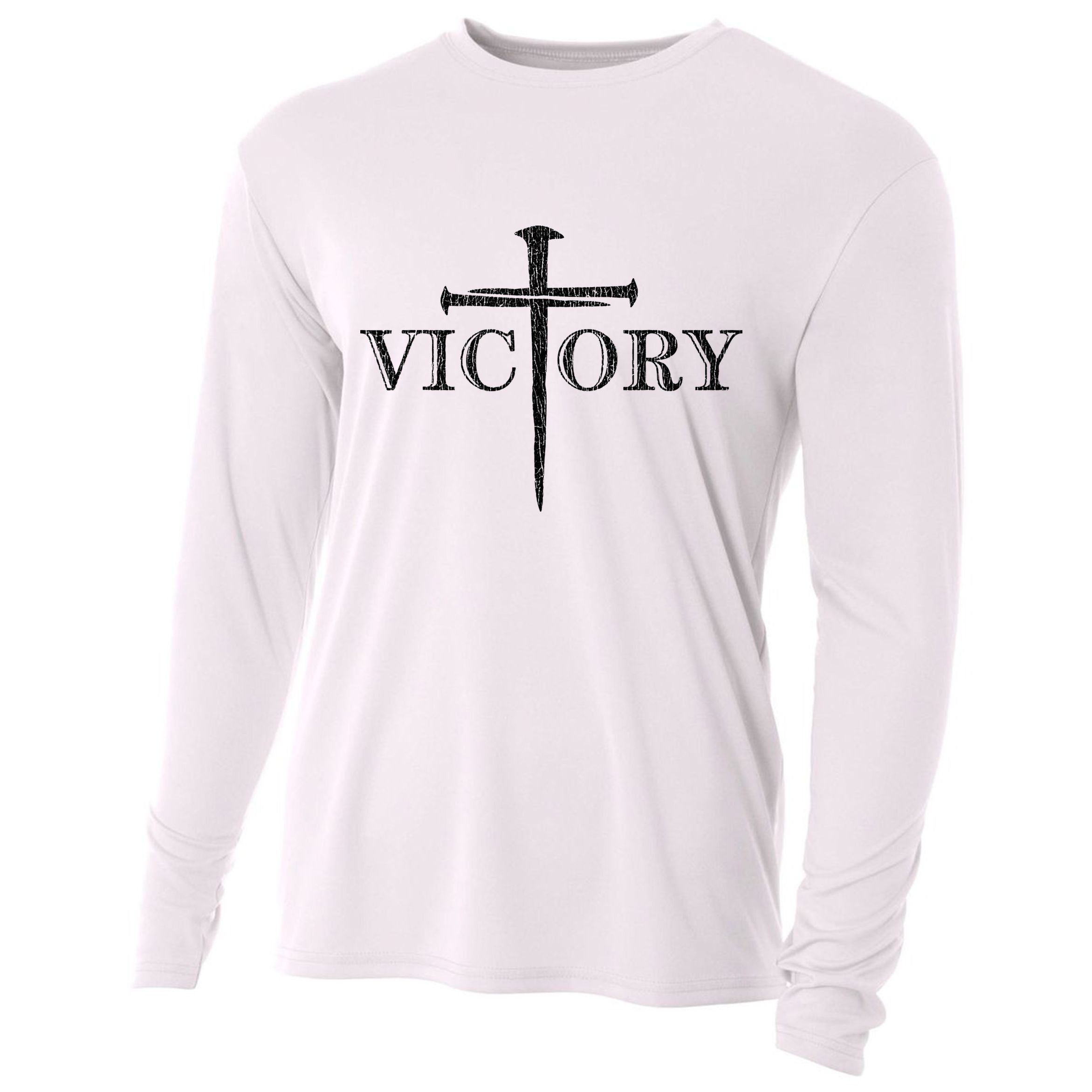 Vintage Victory Nails Cross Jesus Cooling Performance Long Sleeve Crew