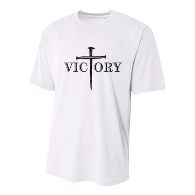 Vintage Victory Nails Cross Jesus Youth Performance Sprint T-Shirt