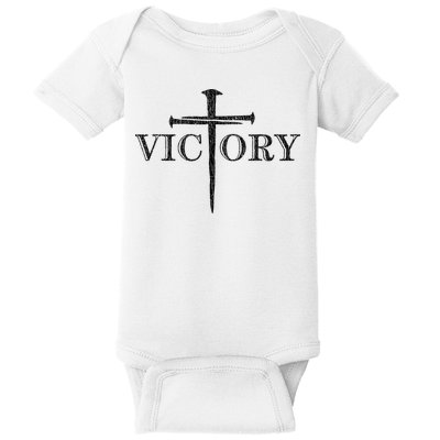 Vintage Victory Nails Cross Jesus Baby Bodysuit