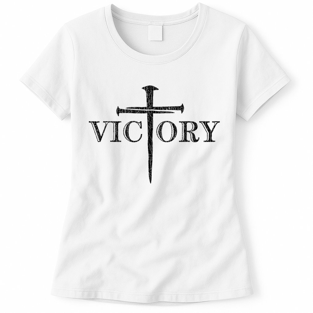 Vintage Victory Nails Cross Jesus Womens T-Shirt