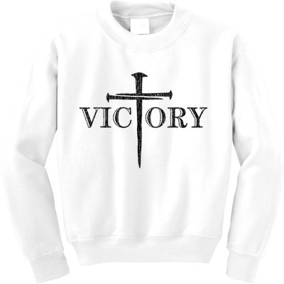 Vintage Victory Nails Cross Jesus Kids Sweatshirt