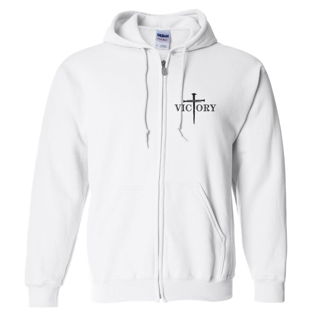 Vintage Victory Nails Cross Jesus Full Zip Hoodie