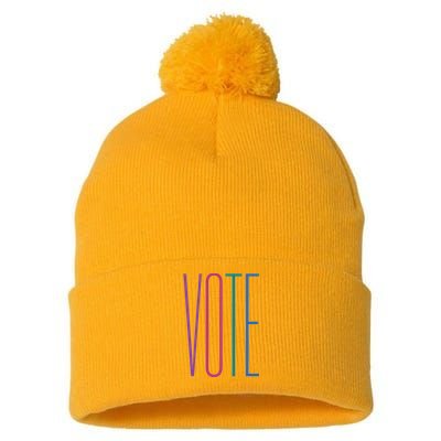 Vote Pom Pom 12in Knit Beanie