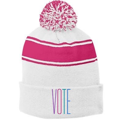 Vote Stripe Pom Pom Beanie