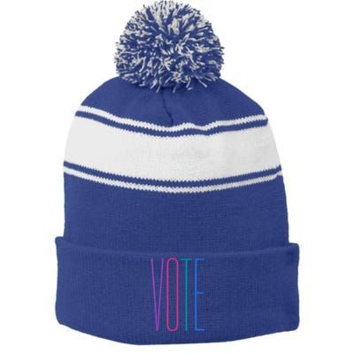 Vote Stripe Pom Pom Beanie