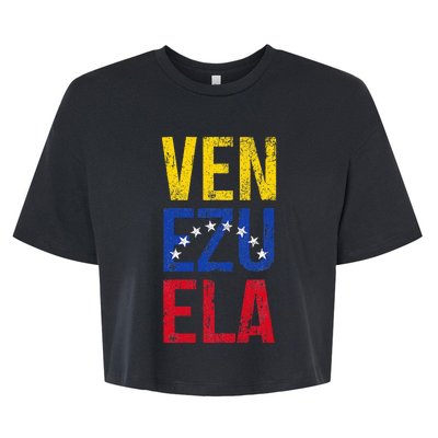 Venezuela Vintage Pride Venezuelan Flag Bella+Canvas Jersey Crop Tee