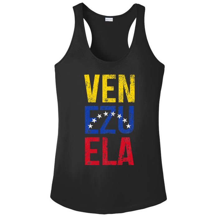 Venezuela Vintage Pride Venezuelan Flag Ladies PosiCharge Competitor Racerback Tank