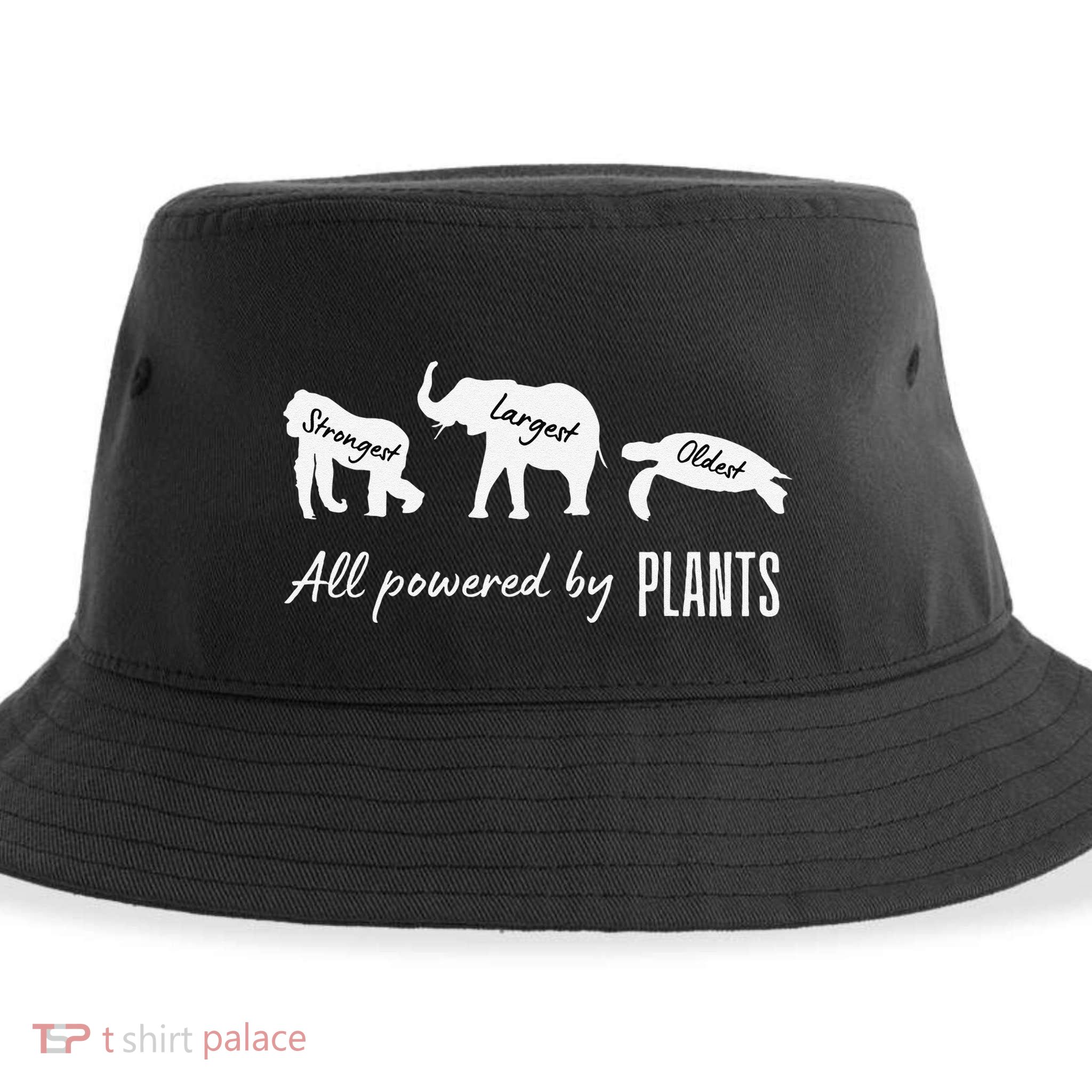 Vegan Vegetarian Powered By Plants Strongest Largest Oldest Sustainable Bucket Hat