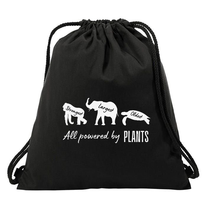 Vegan Vegetarian Powered By Plants Strongest Largest Oldest Drawstring Bag