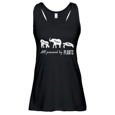 Vegan Vegetarian Powered By Plants Strongest Largest Oldest Ladies Essential Flowy Tank
