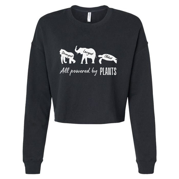 Vegan Vegetarian Powered By Plants Strongest Largest Oldest Cropped Pullover Crew