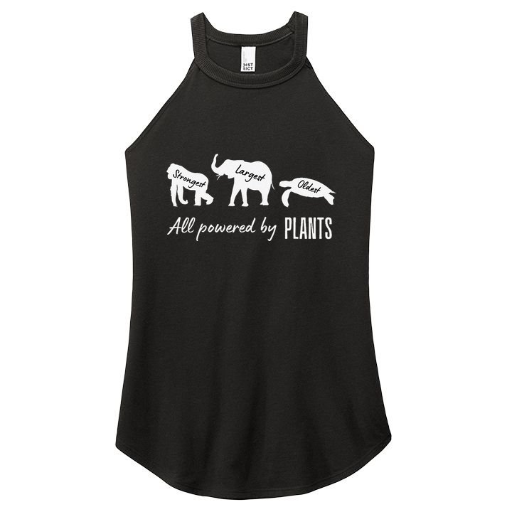 Vegan Vegetarian Powered By Plants Strongest Largest Oldest Women's Perfect Tri Rocker Tank