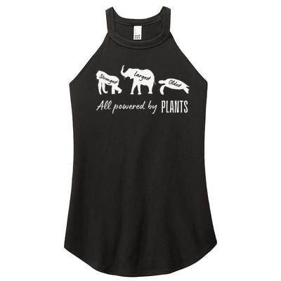 Vegan Vegetarian Powered By Plants Strongest Largest Oldest Women’s Perfect Tri Rocker Tank