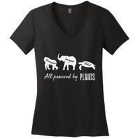 Vegan Vegetarian Powered By Plants Strongest Largest Oldest Women's V-Neck T-Shirt