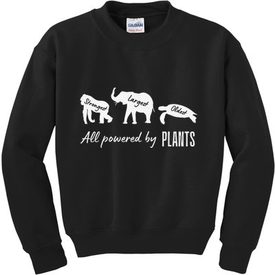 Vegan Vegetarian Powered By Plants Strongest Largest Oldest Kids Sweatshirt