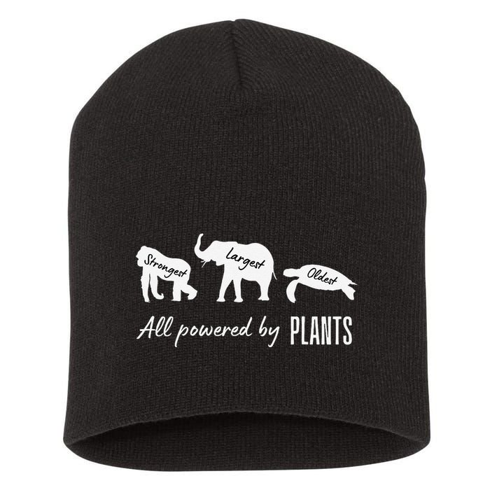 Vegan Vegetarian Powered By Plants Strongest Largest Oldest Short Acrylic Beanie